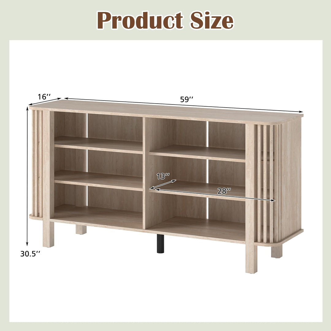 Giantex 59" TV Stand for TVs Up to 55 Inches | Modern Entertainment Center with Adjustable Shelves