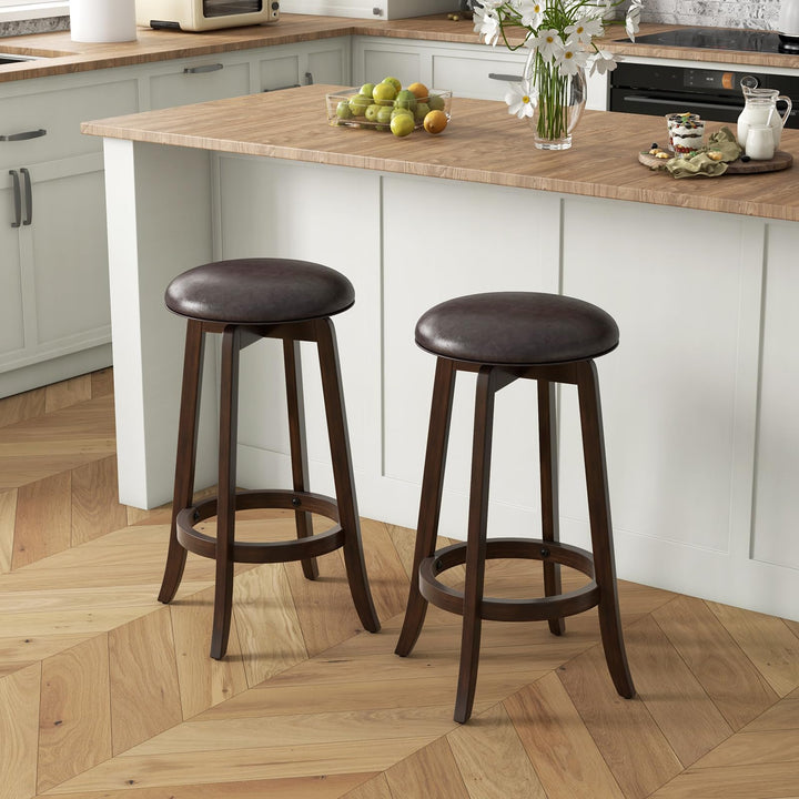 Giantex Bar Stools Set， 29"/ 24"  Bar Height Bar Stools w/ 360° Swivel Round Seat &amp; Footrest
