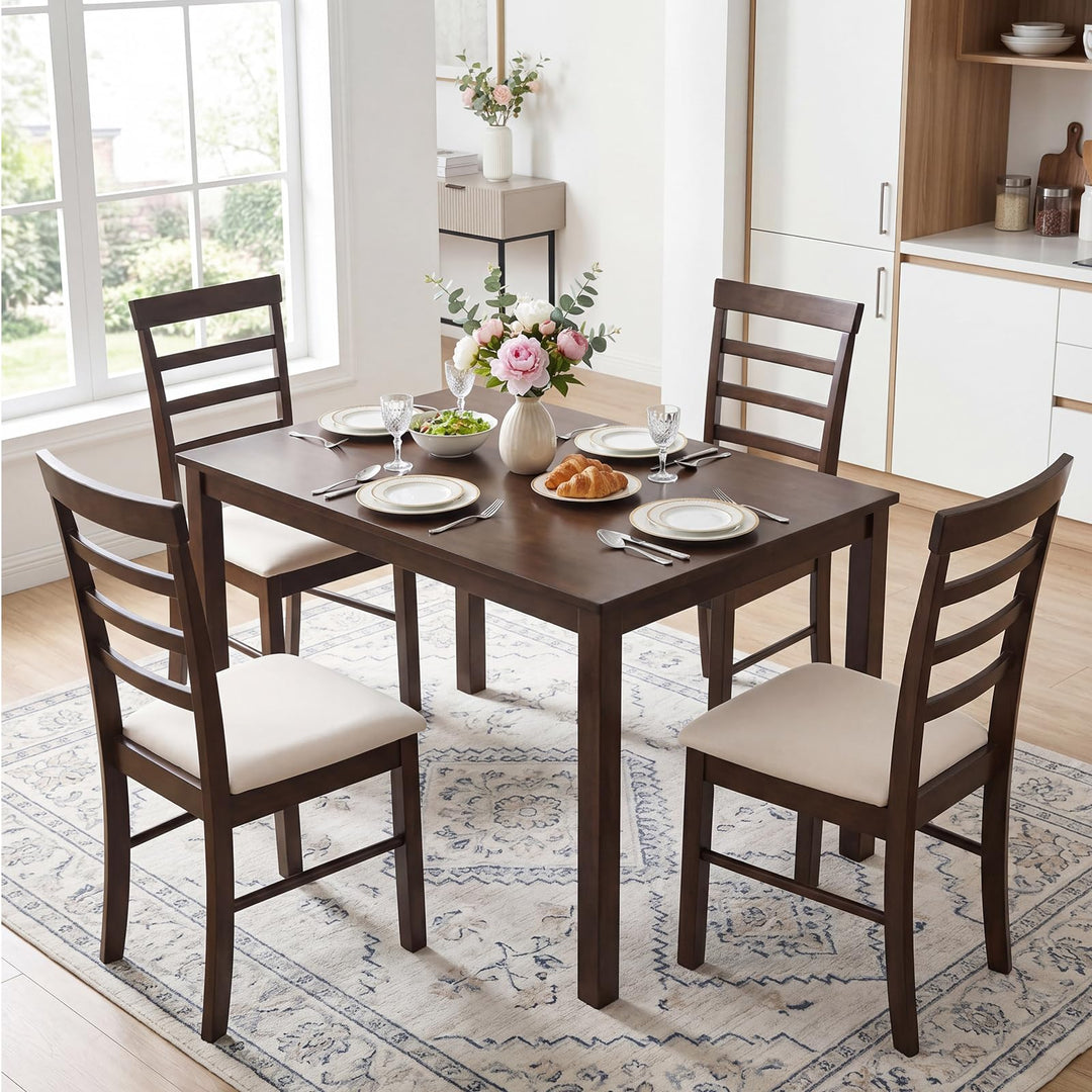 Giantex Upholstered Fabric Kitchen Chairs with Rubber Wood Frame
