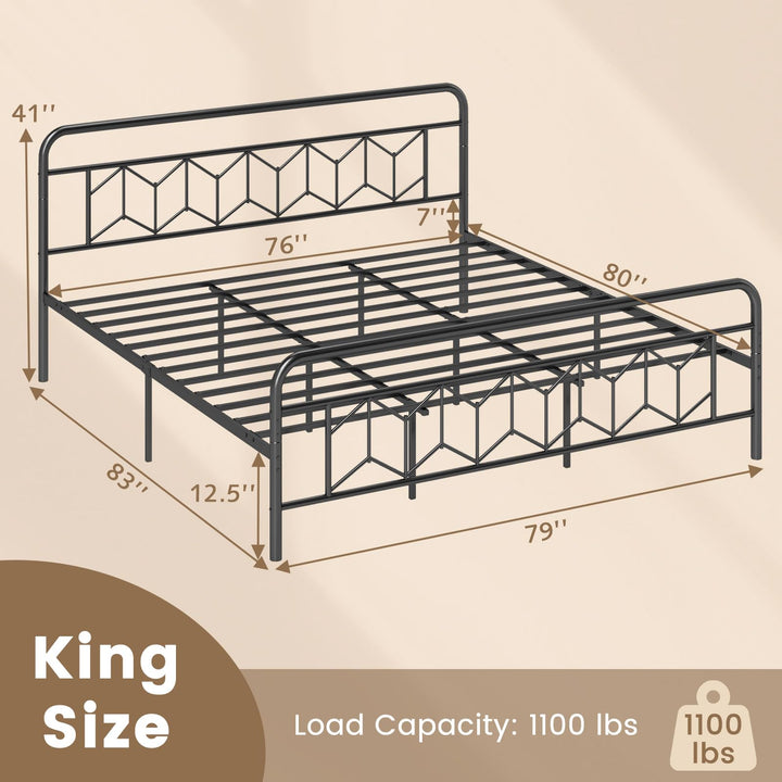 Giantex Metal Twin Bed Frames with Victorian Style Headboard &amp; Footboard, Heavy Duty Slats Support Mattress Foundation