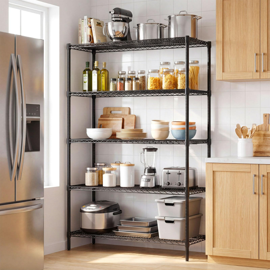 Giantex 5-Tier Metal Storage Shelving Unit with V-Shaped Wire Rack