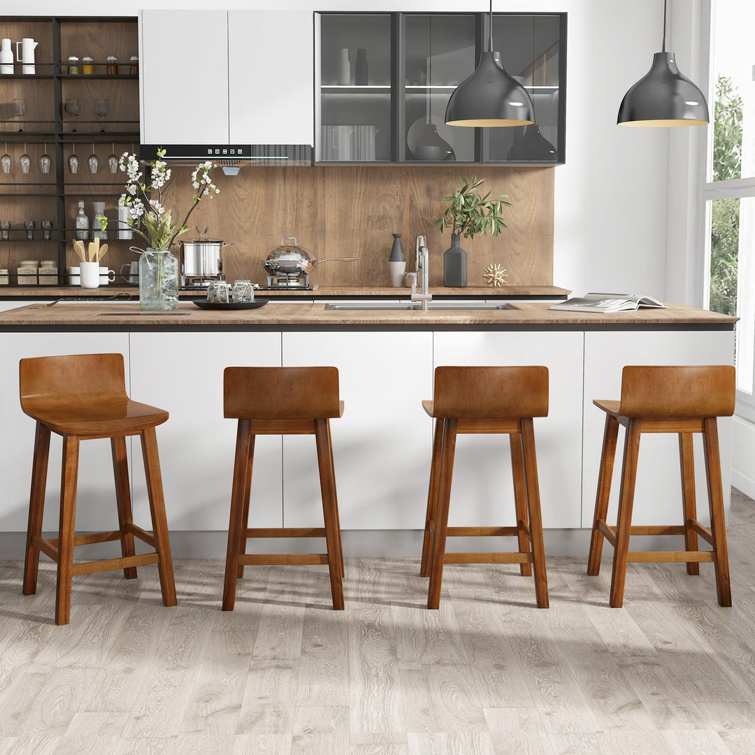 Giantex 2 or 4 Bar Stools Set with Low Back &amp; Footrest