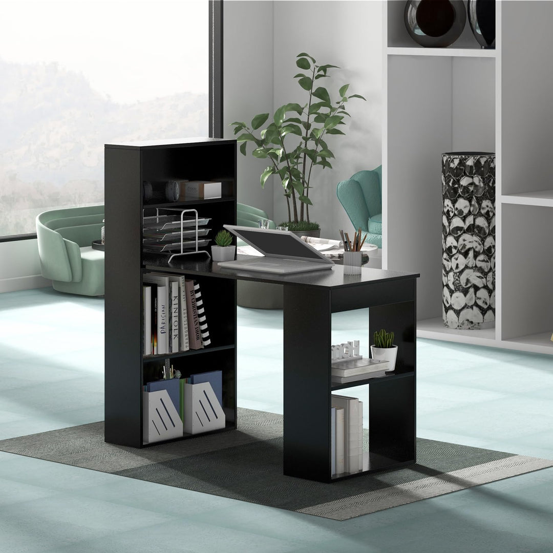 Giantex 48 Inch Computer Desk with Bookshelf, 3-in-1 Home Office Desk with 4-Tier Bookcase &amp; CPU Stand