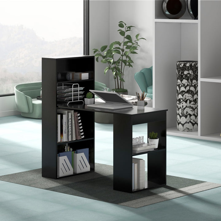 Giantex 48 Inch Computer Desk with Bookshelf, 3-in-1 Home Office Desk with 4-Tier Bookcase &amp; CPU Stand