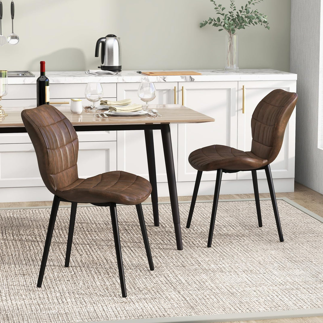 Giantex Upholstered Dining Chairs, Mid Century Retro Kitchen Chairs w/Padded Back &amp; Seat