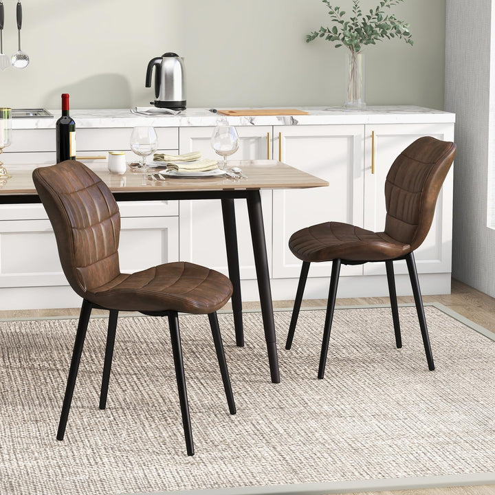 Giantex Upholstered Dining Chairs, Mid Century Retro Kitchen Chairs w/Padded Back &amp; Seat