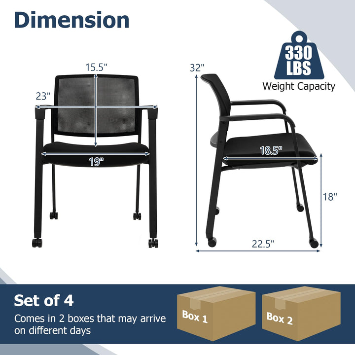 Giantex Waiting Room Chair Set, Rolling Office Desk Chairs with PU Wheels (2 / 4 / 6 / 8 / 10 / 12 Pack Options)
