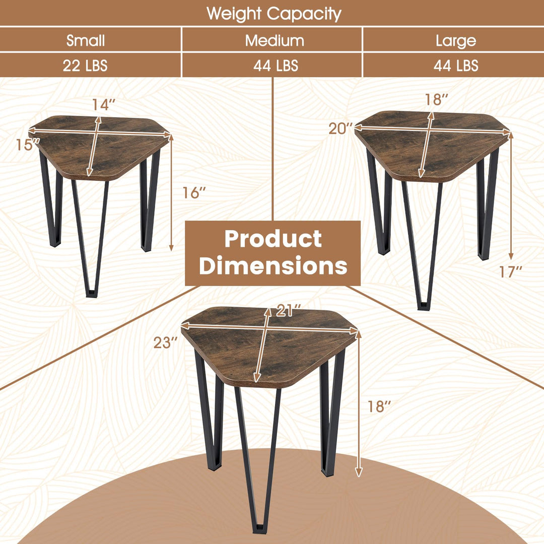 Giantex Nesting Coffee Tables Set of 3 for Living Room &amp; Apartment