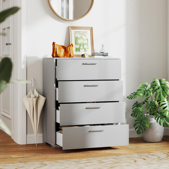 Giantex Storage Cabinet with 4 Drawers, Metal Legs &amp; Handles, Anti-Toppling Devices, Tall Cabinet