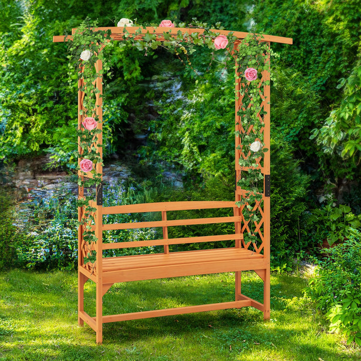 Giantex Garden Arch Trellis with Bench - 63&