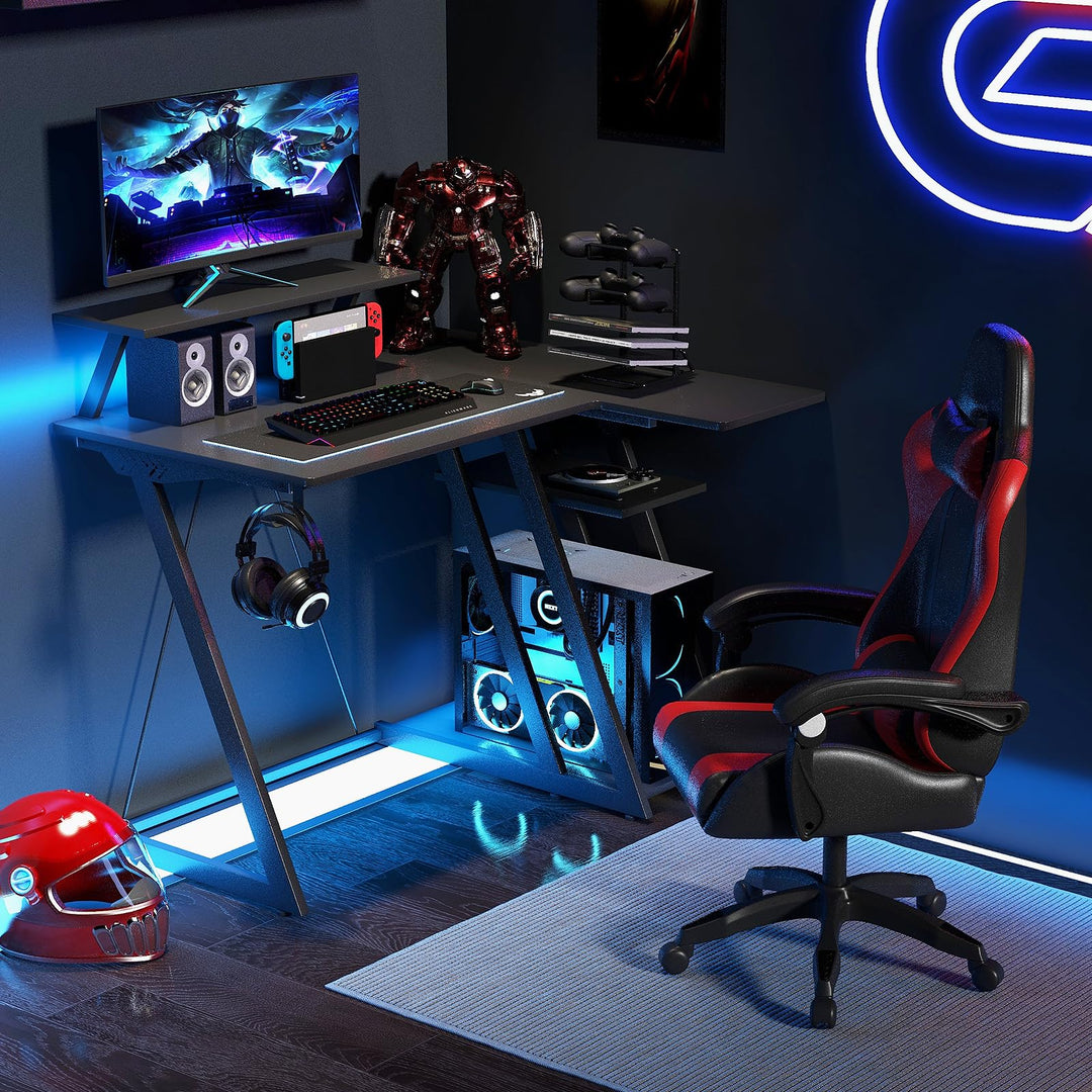 Giantex 39” L-Shaped Computer Desk with Power Outlets