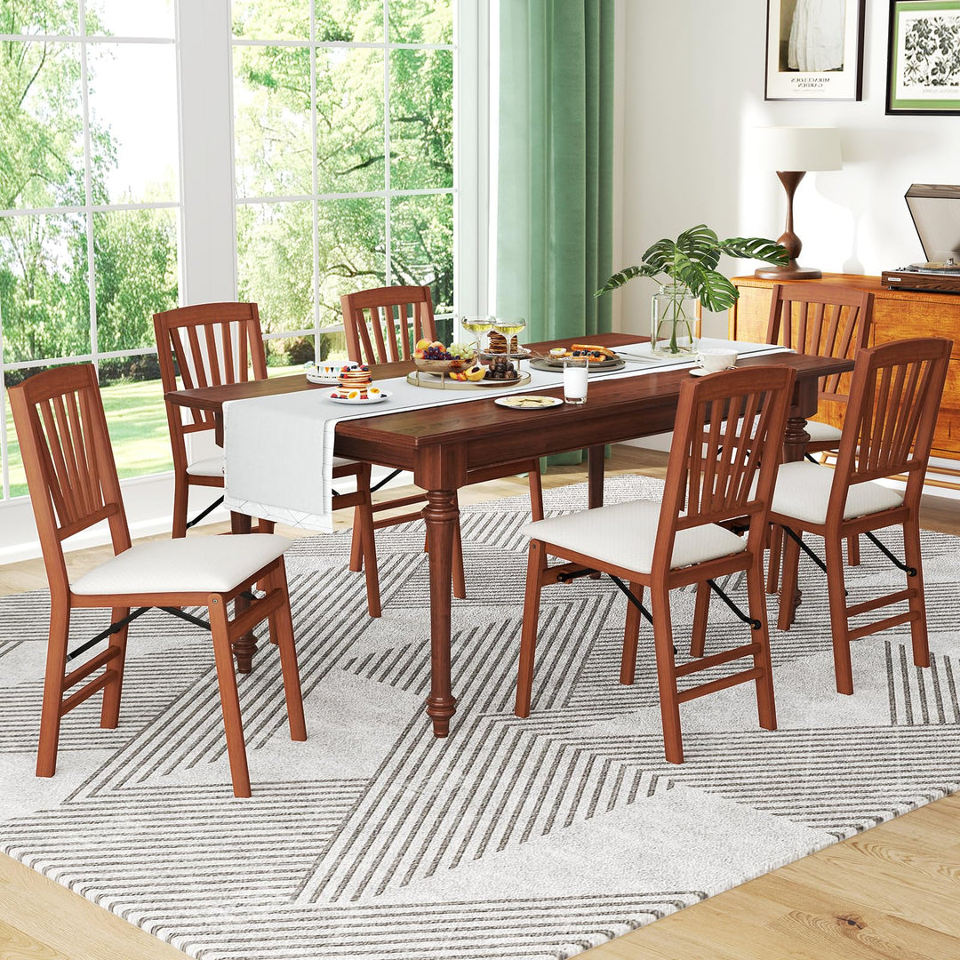 Giantex Folding Dining Chairs Set of 2/4, Modern Kitchen Chairs w/Padded Seat &amp; Slatted Backrest, Rubber Wood Frame