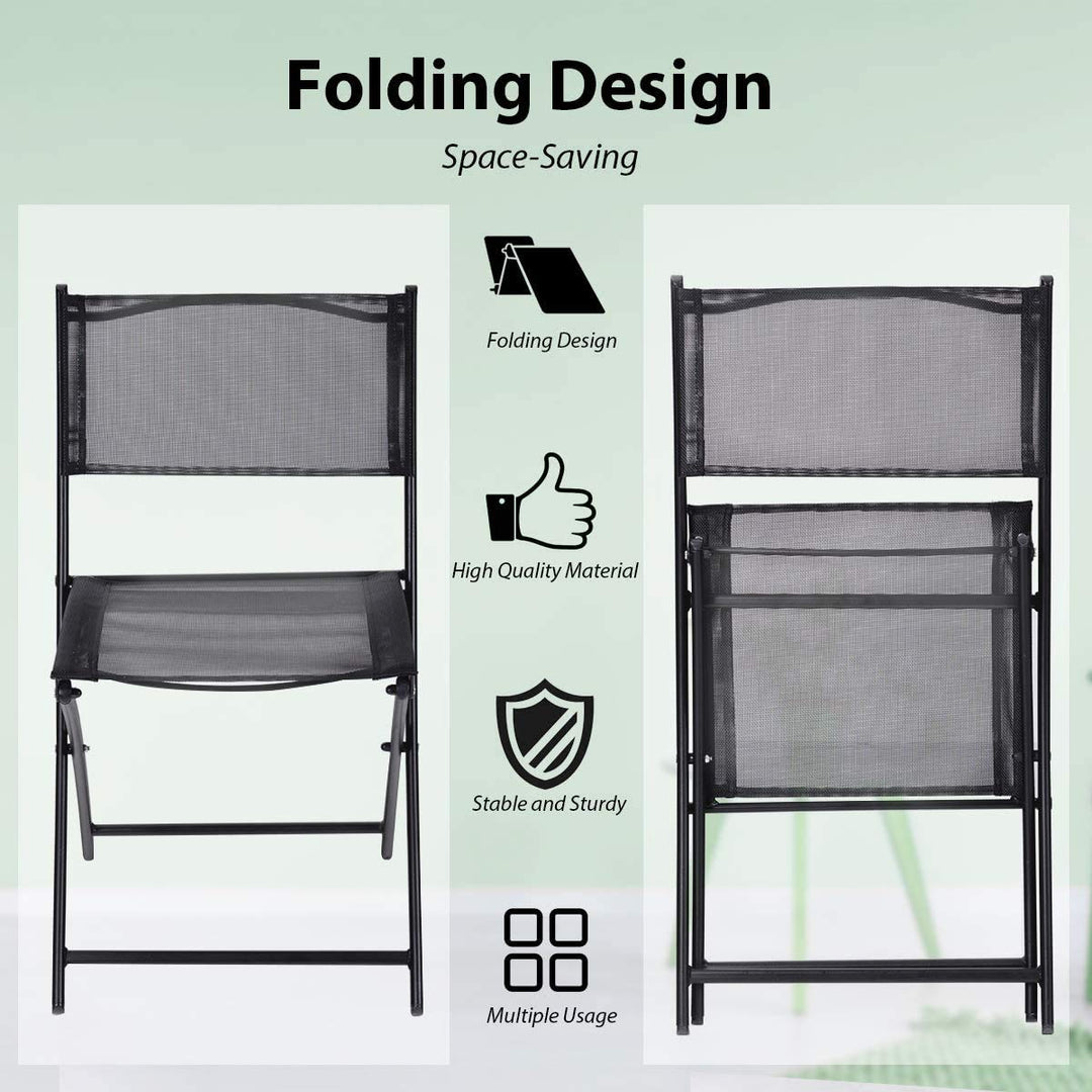 Giantex 4 PCS Folding Patio Chairs, Rust-Proof Steel Frame &amp; Space Saving (Black)