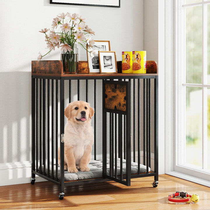Giantex Dog Crate Furniture with Lockable Door &amp; Wheels