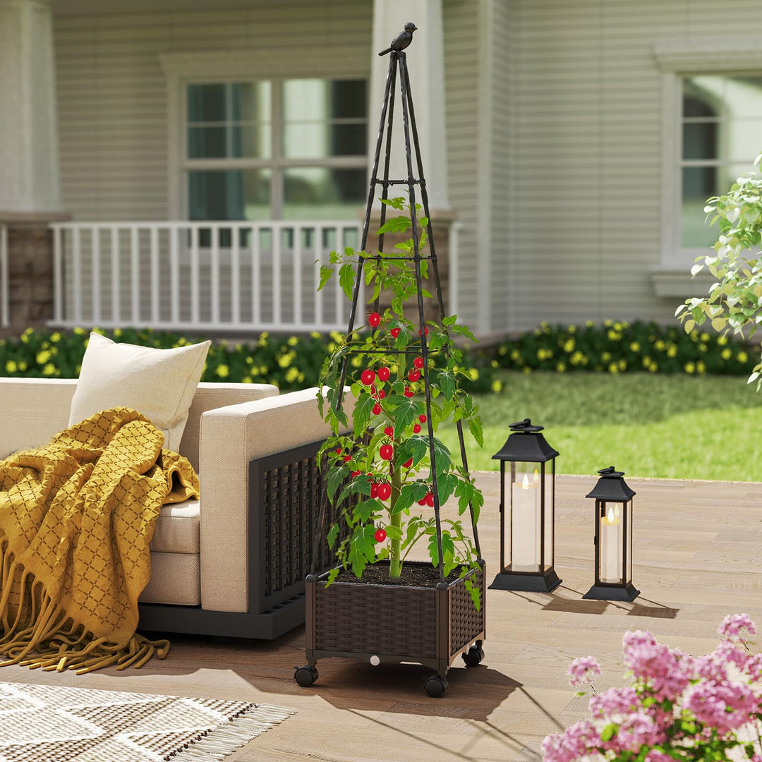 Giantex Raised Garden Bed with Wheels &amp; Tomato Cage