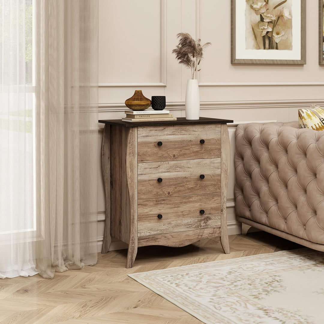 Giantex Storage Cabinet with Foldable &amp; Detachable Fabric Drawers, Anti-Tipping Kit, 26.5” x 15” x 30” Farmhouse Floor Cabinet