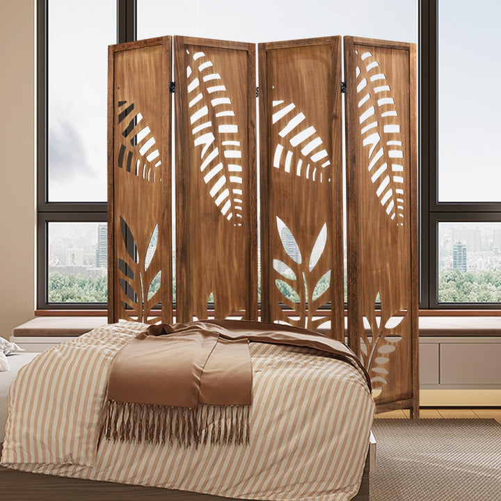 Giantex Room Divider 5.6 FT Folding Partition Stand with Double Action Metal Hinges