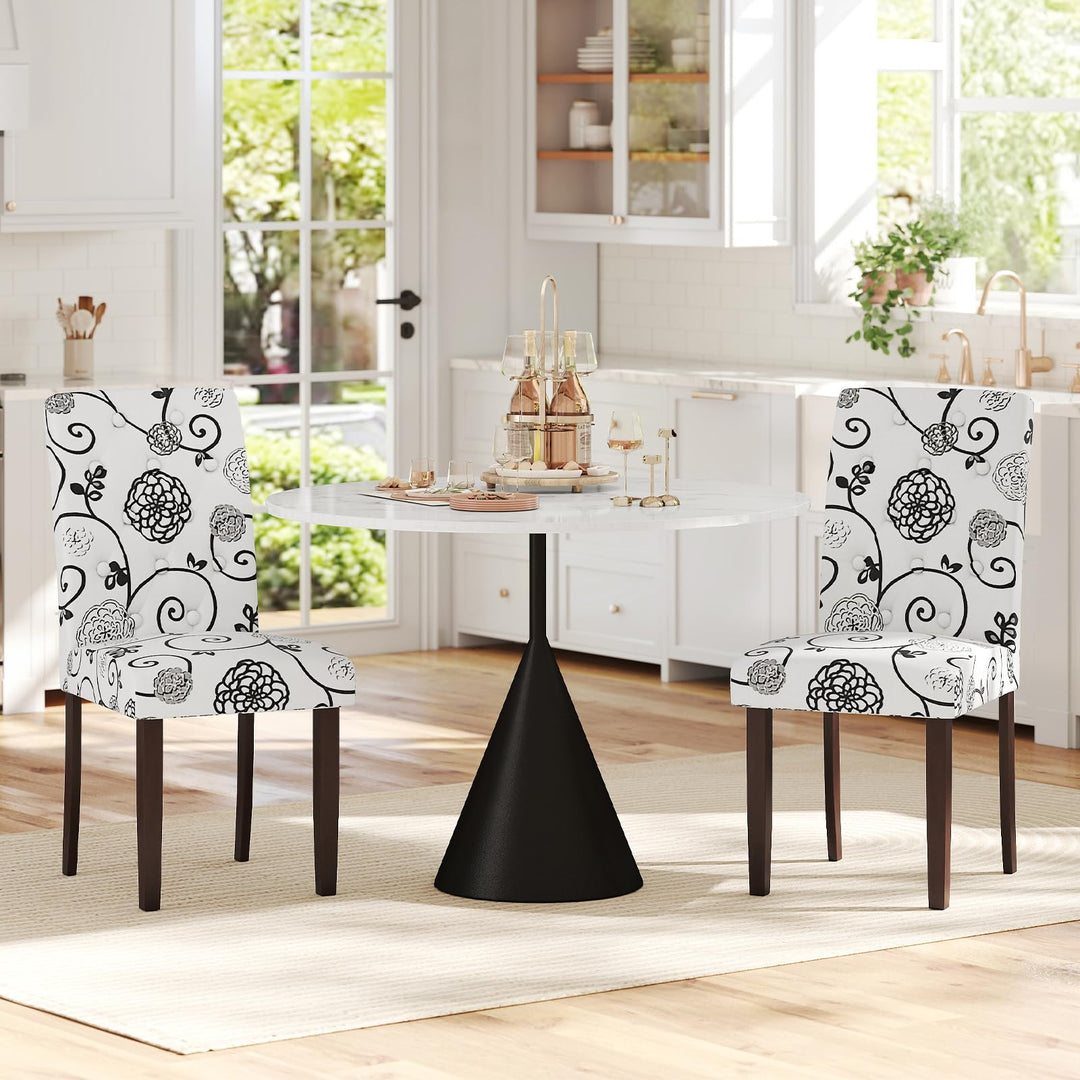 Giantex Tufted Dining Chairs Set of 2/4 Upholstered Kitchen Chairs w/Padded Seat &amp; High Backrest