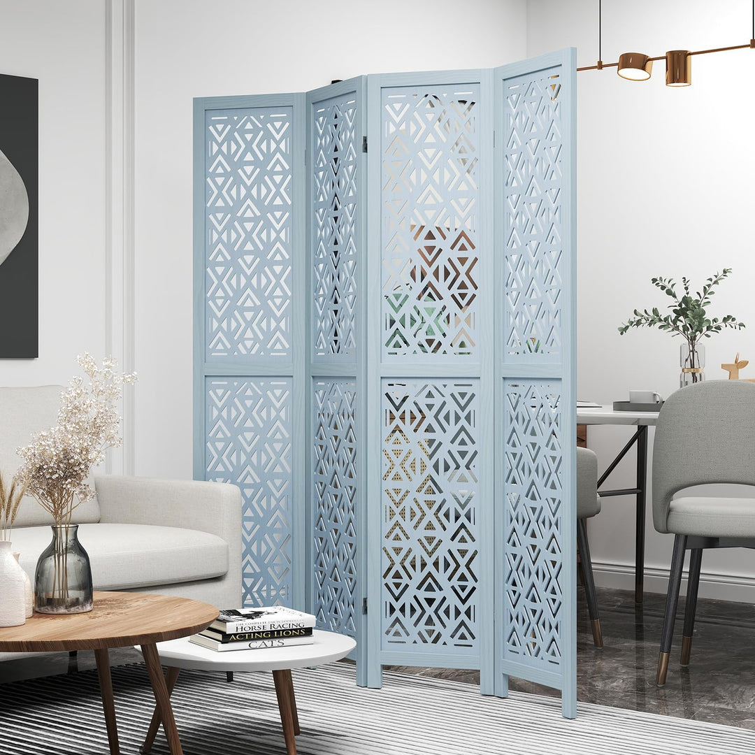 Giantex Room Divider 4/6 Panels - Boho Room Dividers with Carved Cutout Pattern &amp; Solid Wood Frame, Fully Assembled