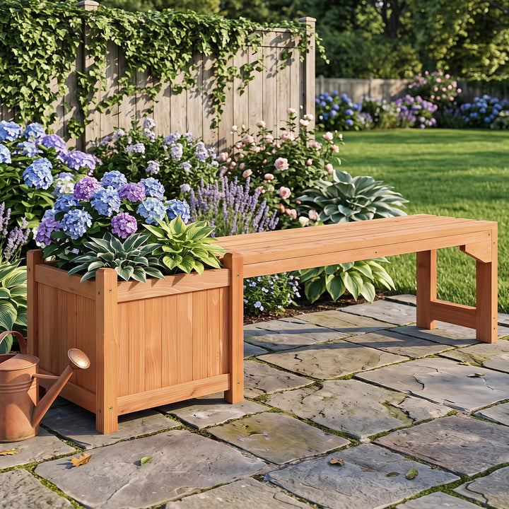 GIANTEX 2-in-1 Outdoor Bench with Raised Garden Bed