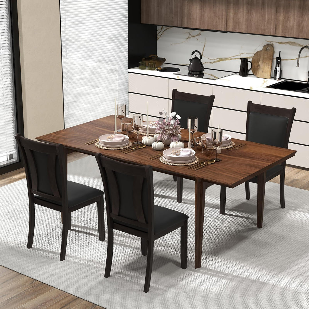 Giantex Wooden Dining Chairs Set, Modern Armless Kitchen Chairs w/Padded Backrest &amp; Seat, Rubber Wood Frame