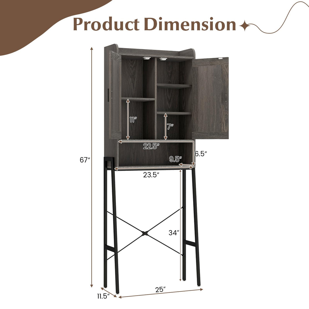 Giantex Over The Toilet Storage Cabinet, Industrial Bathroom Organizer w/Trapezoid Metal Frame