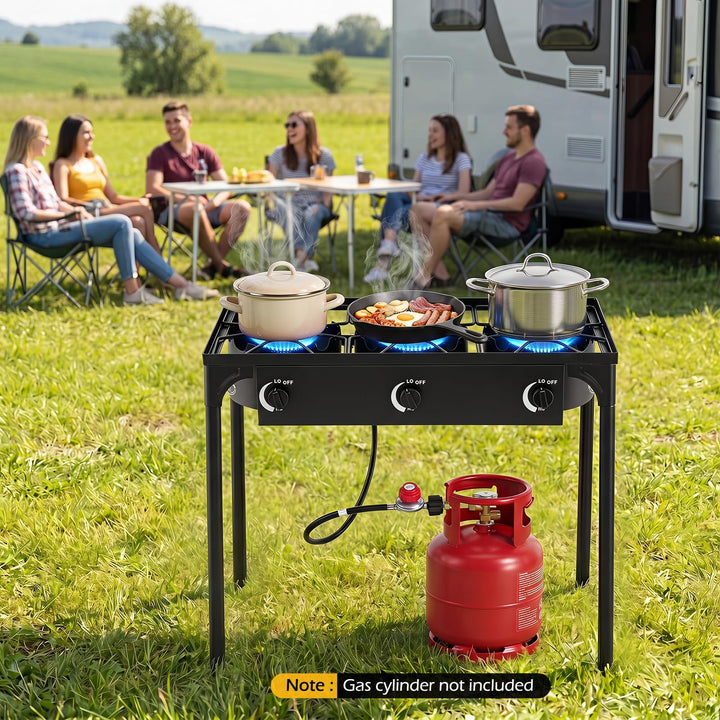 Giantex 3 Burner Propane Gas Stove | 240,000 BTU High Pressure Camp Cooker