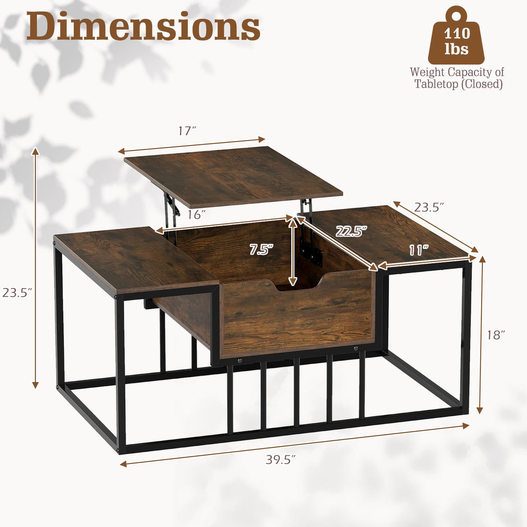 Giantex Modern Center Table with Hidden Storage Compartment