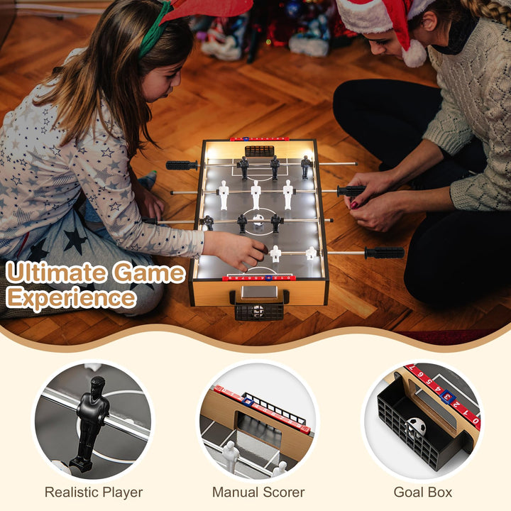 Giantex 20 Inch Foosball Table - Tabletop Football Table w/LED Lights, Realistic Players &amp; 2 Balls