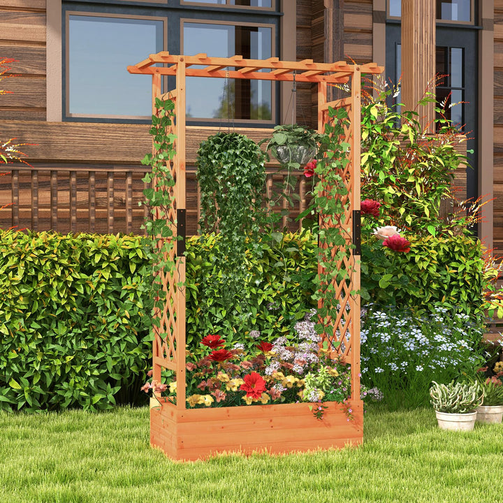 Giantex Raised Garden Bed with 2-Sided Trellis &amp; Hanging Roof