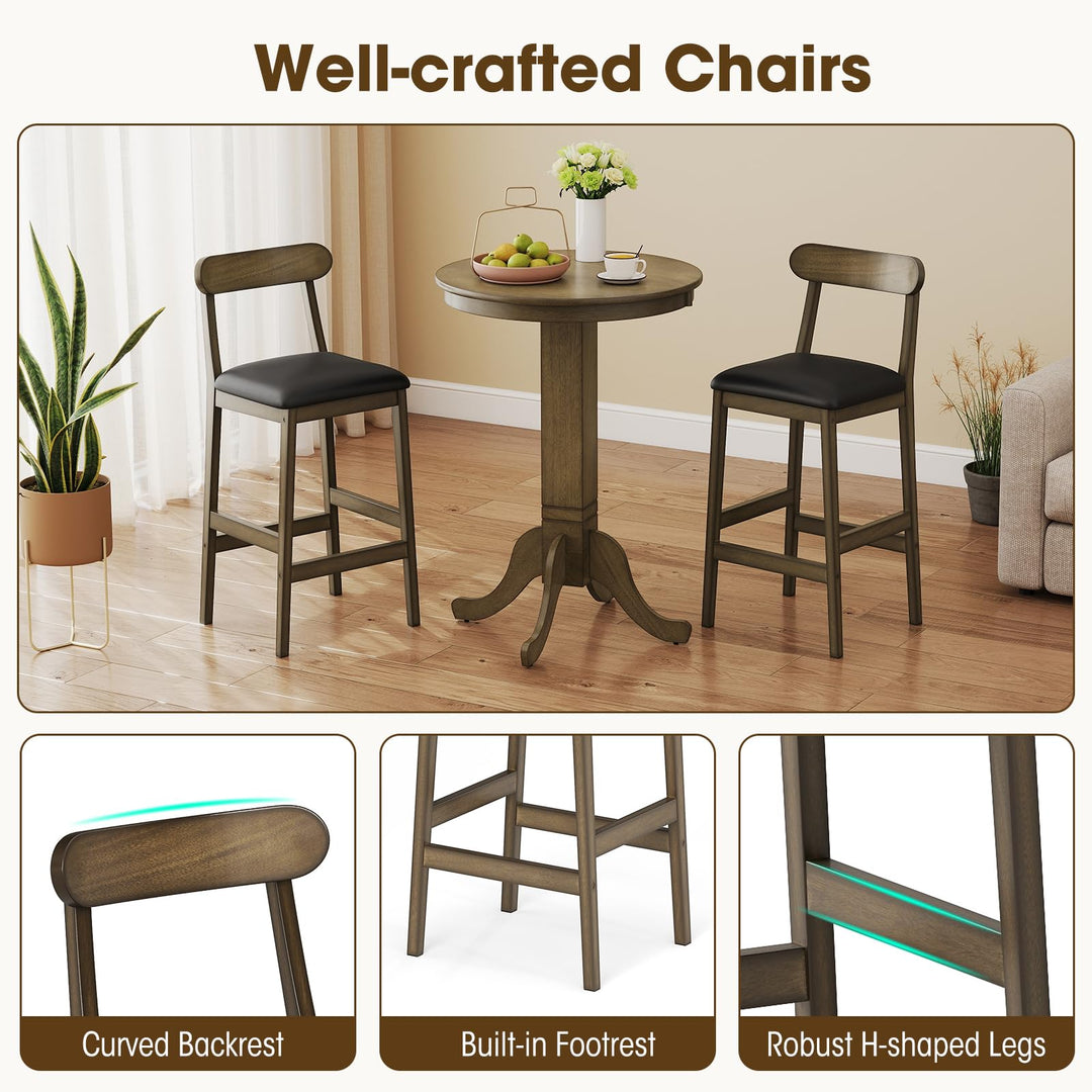 Giantex 3 Pieces Wood Bar Table Set for 2