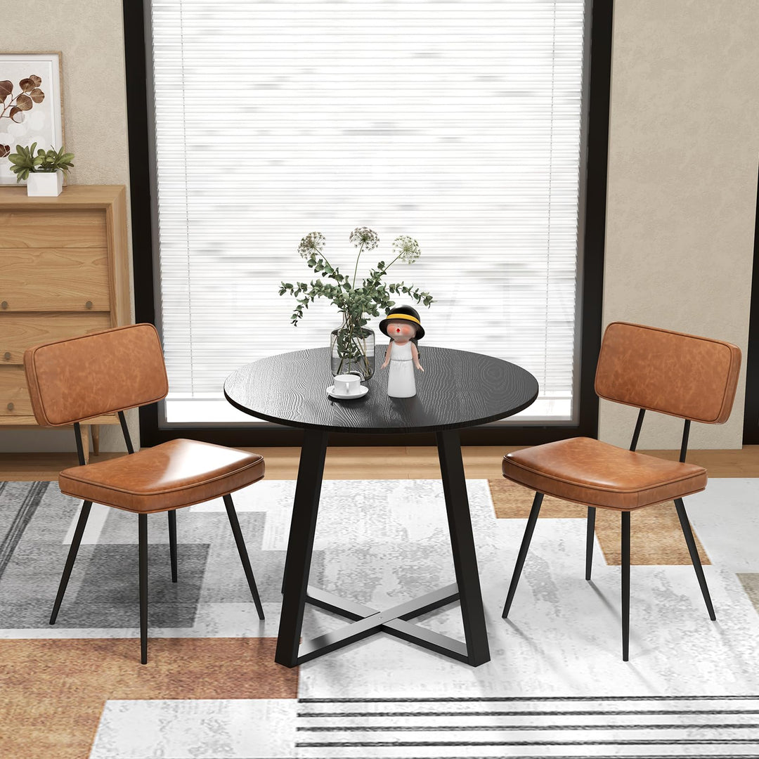 Giantex PU Leather Dining Chairs Set of 2/4, Upholstered Kitchen Chairs w/Padded Backrest &amp; Seat, Metal Legs