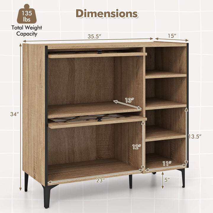 Giantex Shoe Cabinet with Flip &amp; Slide Doors, Shoe Storage Cabinet with Adjustable Cube Shelves(Decorative Doors)