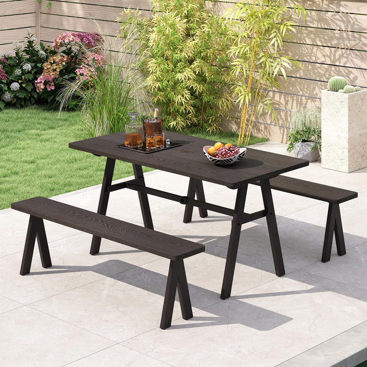 Giantex Outdoor Patio Dining Table with 1.93” Umbrella Hole