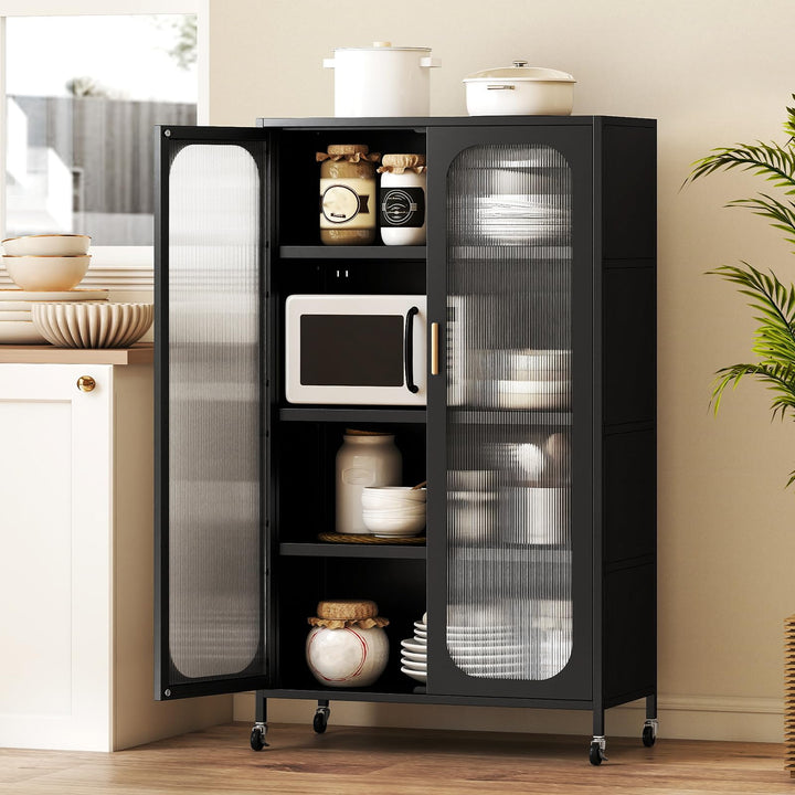 Giantex 2-Door Metal Storage Cabinet 5-Tier Tall Kitchen Pantry