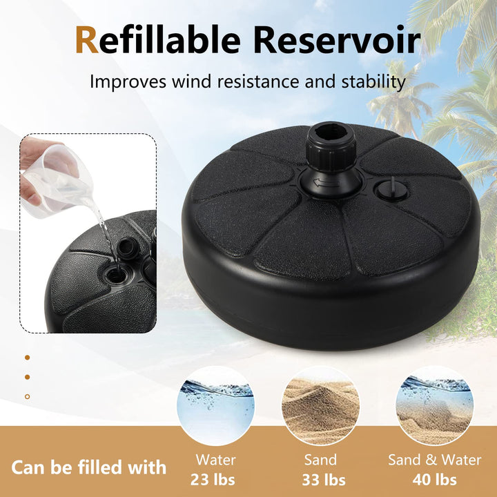 Giantex Fillable Umbrella Base, Water and Sand Filled Umbrella Stand, Fits 1.5" Patio Umbrella Pole