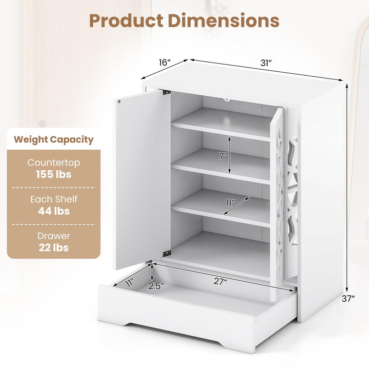 Giantex Shoe Cabinet with Drawer 6-Tier Shoe Organizer Cabinet with Mirrored Doors