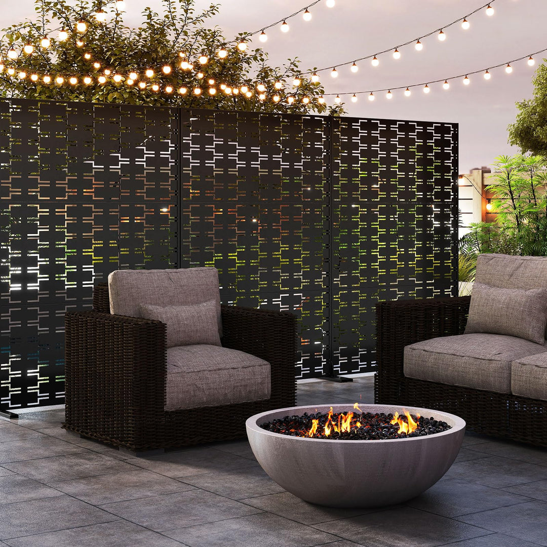 Giantex Metal Privacy Screen 72 x 48 Inch Freestanding Fence Panel Indoor Outdoor