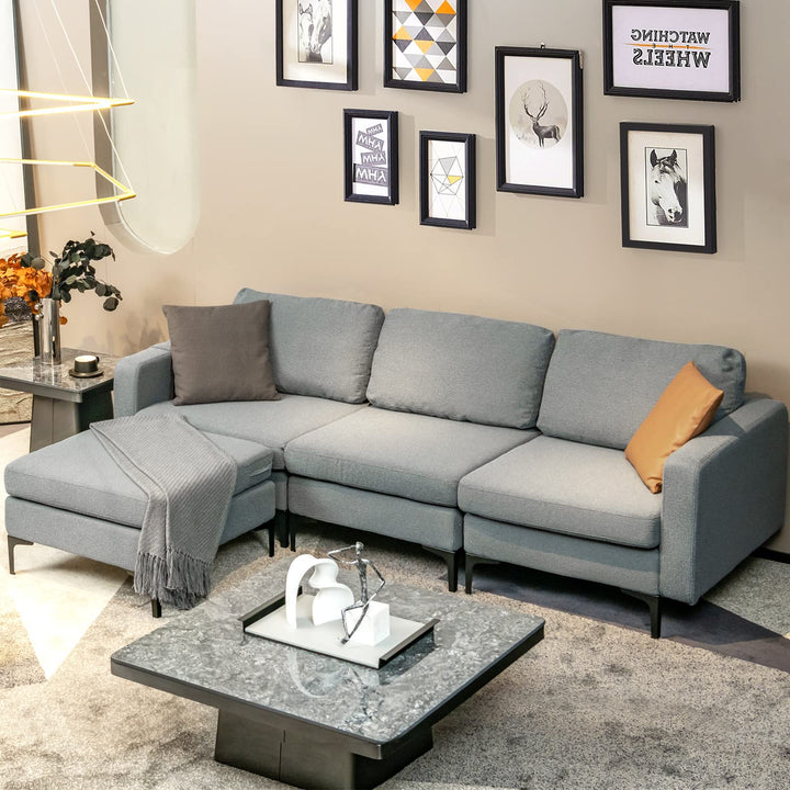 Giantex 94.5" L Convertible Sofa Couch, 3 Seat Sectional Sleeper with USB Ports &amp; Socket