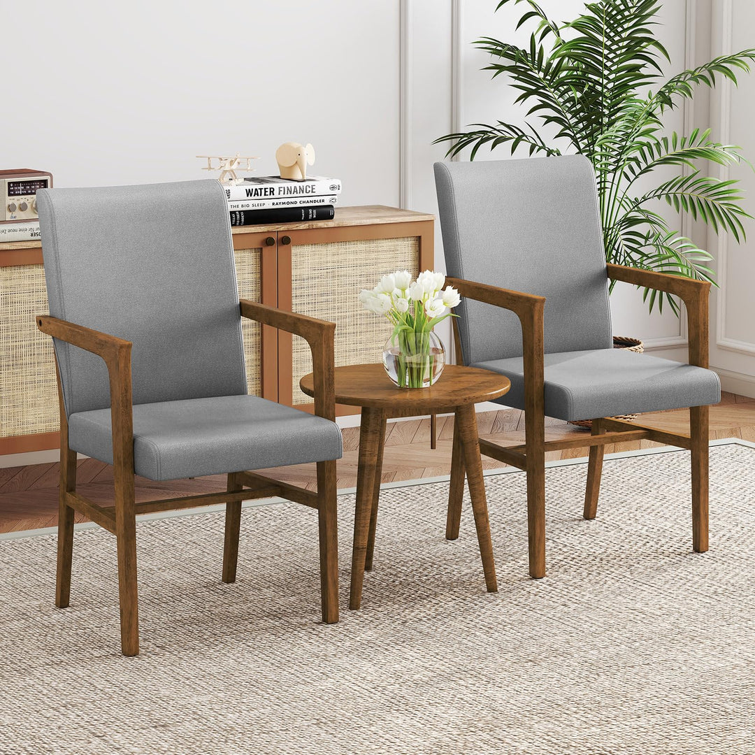 Giantex Mid Century Modern Dining Chairs Set of 2/4 with High Back, Solid Wooden Frame &amp; Soft Cushion