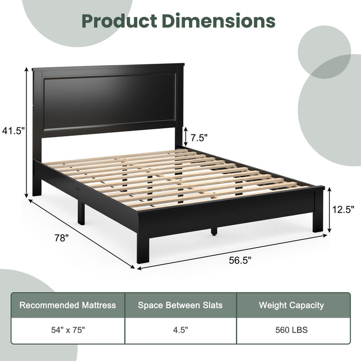Giantex Queen/Full/Twin Size Wood Platform Bed Frame with Headboard, Mid Century Bed Frame with Solid Wood Legs &amp; Wooden Slat Support