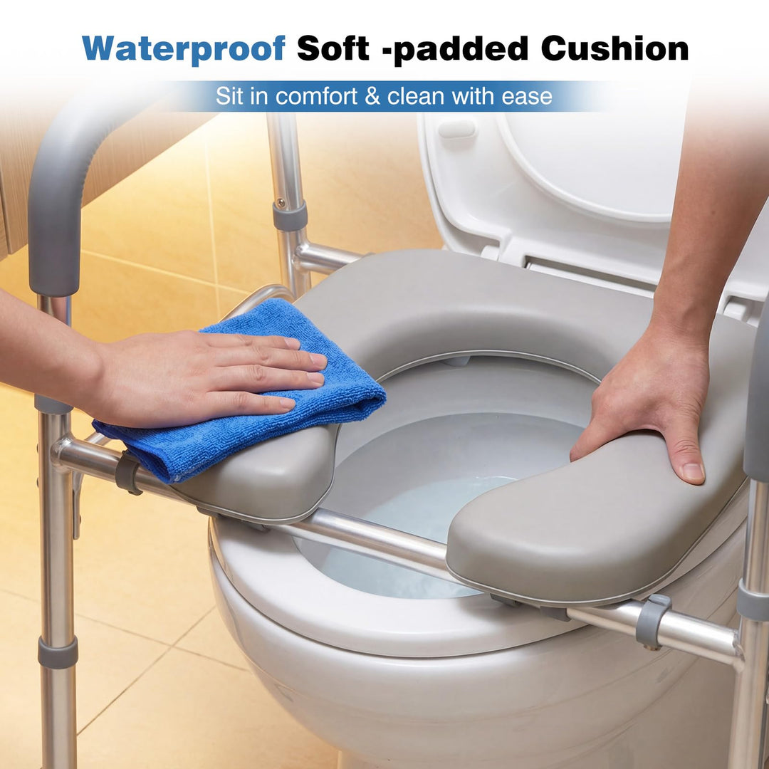 Giantex Raised Toilet Seat with Handles | Toilet Seat Riser for Seniors w/Padded Arms