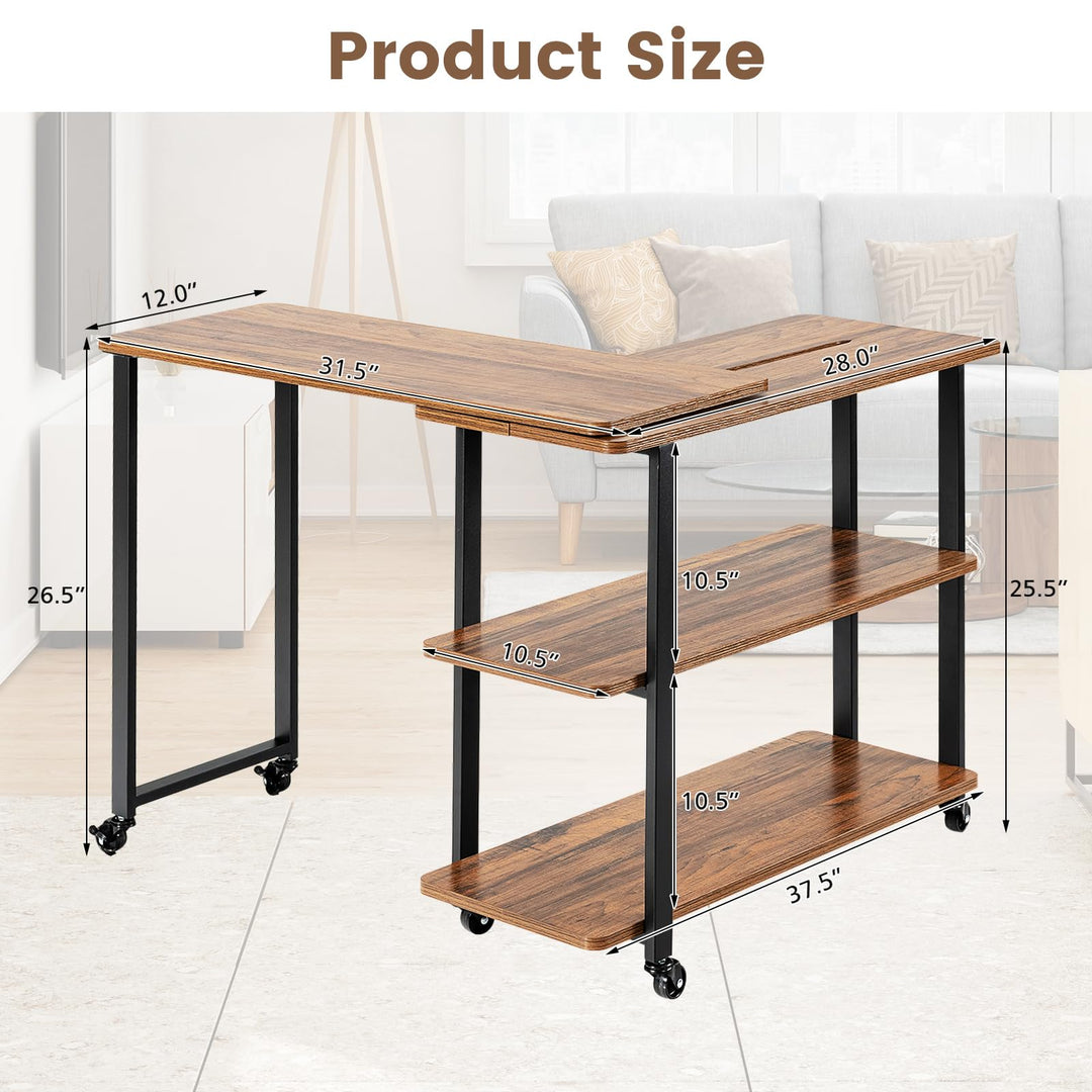 Giantex 360° Free Rotating Sofa Side Table