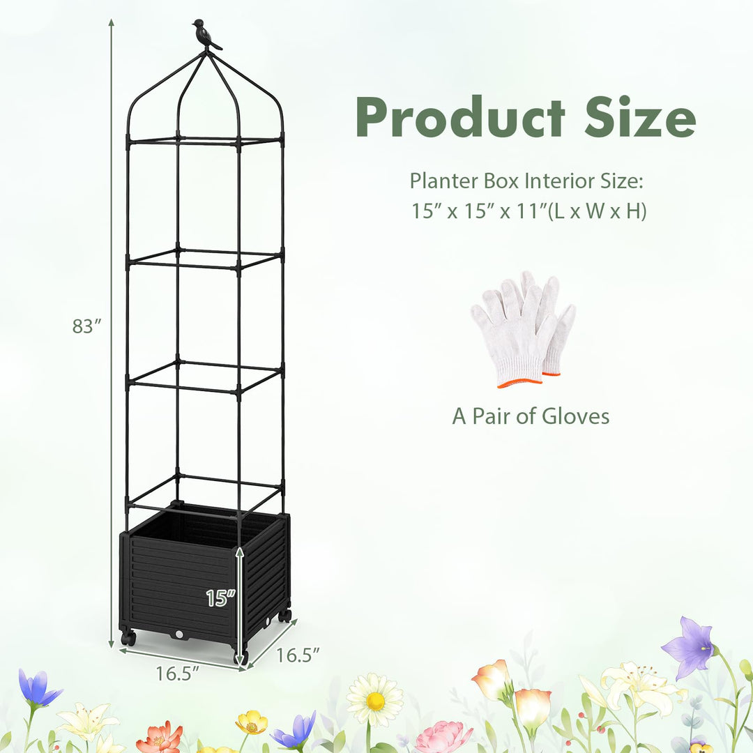 Giantex Raised Garden Bed with Tomato Cages, Obelisk &amp; Bird Top
