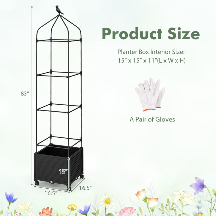 Giantex Raised Garden Bed with Tomato Cages, Obelisk &amp; Bird Top