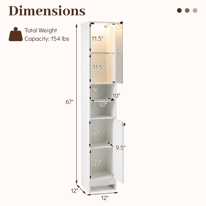 Giantex Tall Narrow Bathroom Cabinet with Lights &amp; Remote Control (1/2)