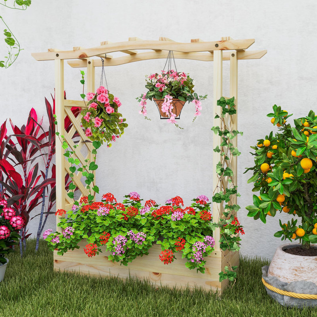 Giantex Raised Garden Bed with Sided Trellis &amp; Hanging Roof, Wood Planter Box, 44”x14”x45” (L x W x H)