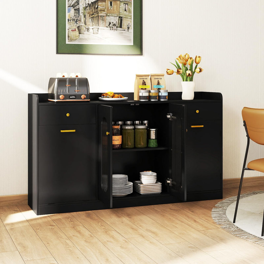 Giantex 55" Farmhouse Buffet Cabinet w/Hidden Tilt Out Trash Can