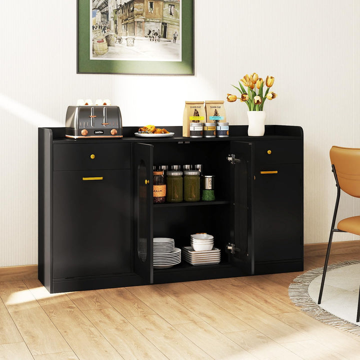 Giantex 55" Farmhouse Buffet Cabinet w/Hidden Tilt Out Trash Can