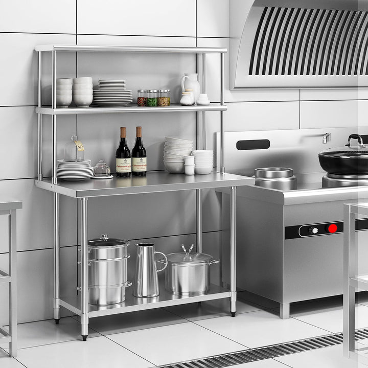 Giantex Stainless Steel Table with Overshelf, 48" X 30"